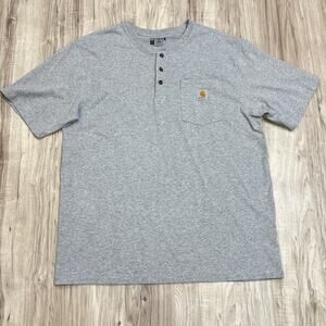 Carhartt Loose Fit Short-Sleeve Pocket Henley Gray T-Shirt, K84-HGY Size L